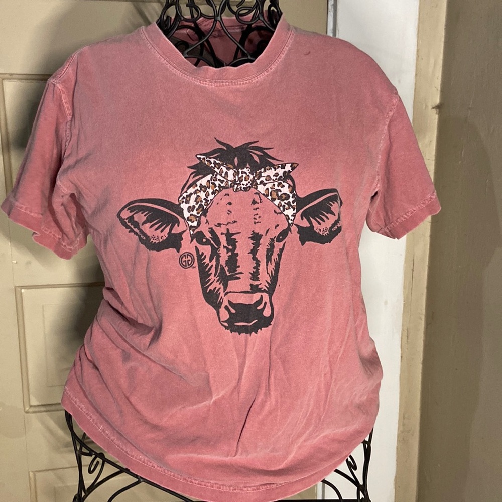girlie girl originals pink cow tee shirt
